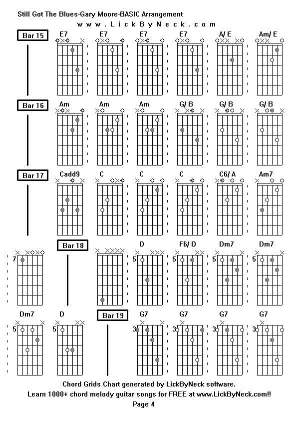 Chord Grids Chart of chord melody fingerstyle guitar song-Still Got The Blues-Gary Moore-BASIC Arrangement,generated by LickByNeck software.